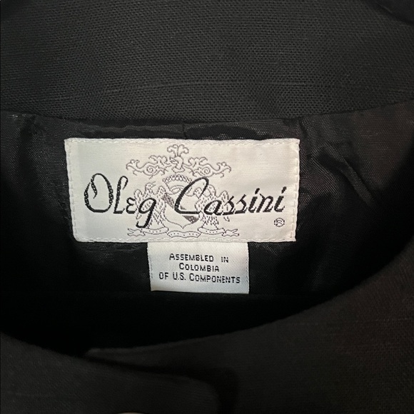 Oleg Cassini Short-Sleeve Blazer – Black, Lace Pocket Square, Vintage - Picture 2 of 6